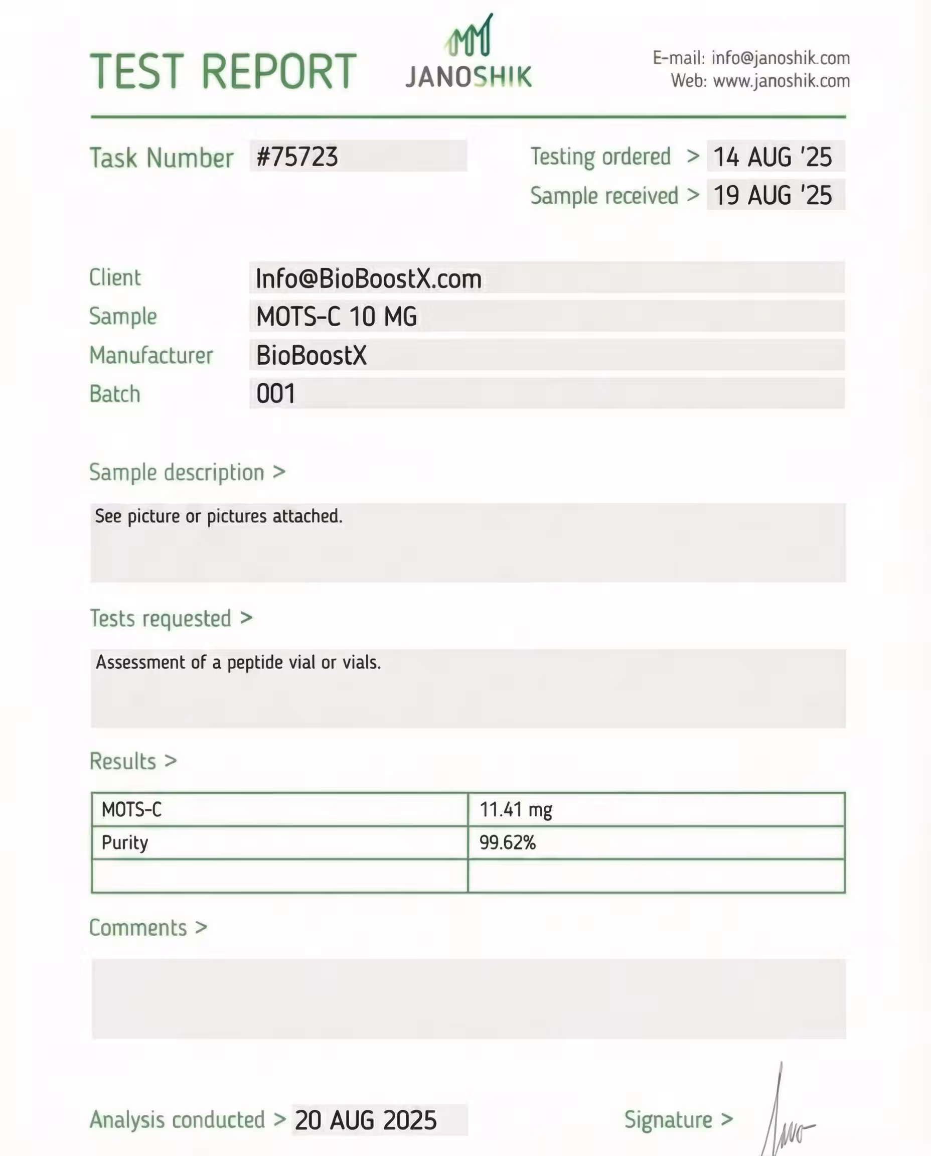CoA MOTS-C research grade 10 mg Vial – BioBoostX – Research Peptide – EU Stock – Fast Shipping